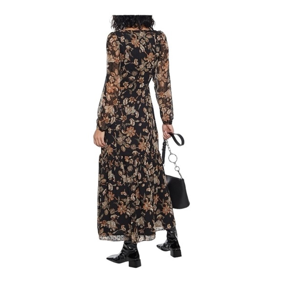 WALTER BAKER Sophia Black Floral Long Sleeve V Neck Maxi Dress Size 0 NWT - Picture 8 of 11